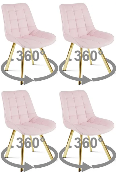 Krzesło MEBLIVA TANUL 360 - Aksamit Róż Jasny Nogi Złote 4 szt