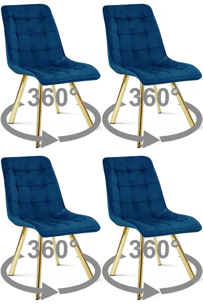 Krzesło MEBLIVA GAMOR 360 - Aksamit Granat Nogi Złote 4 szt