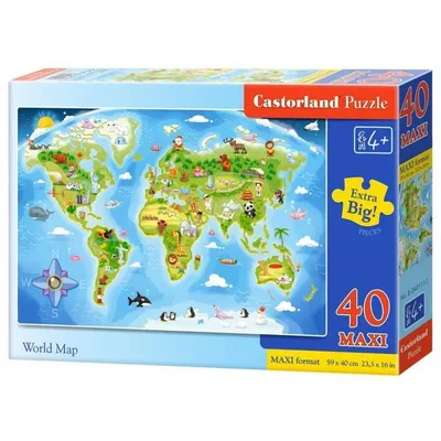 Puzzle 40 El.maxi World Map CASTOR