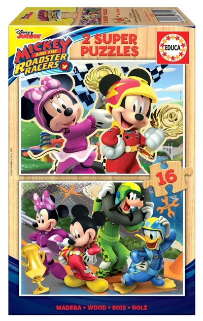 Puzzle 2x16 Drewno Myszka Miki
