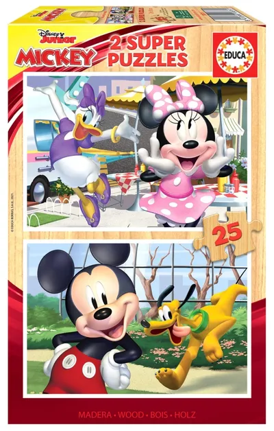 Puzzle 2x25 Drewno Myszka Miki