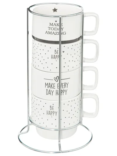 Komplet 4 Kubków 220 ml Happy
