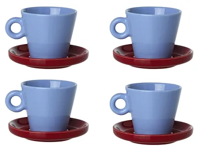 Komplet Filiżanek Do Espresso 100 ml 4 szt. Echo - Niebieska