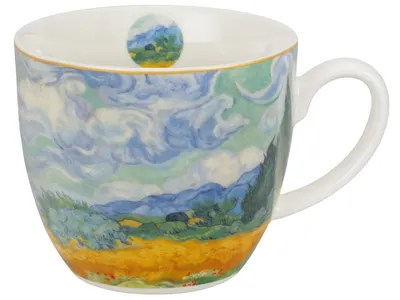 Porcelanowy Kubek 460 ml Van Gogh Wheat Field W Koszyczku