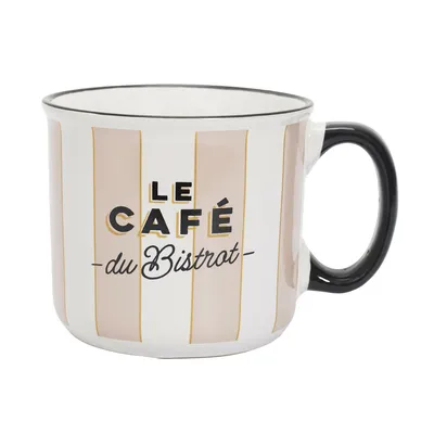 Stylowy Kubek Bistrot 450 ml Pasy - Beżowe
