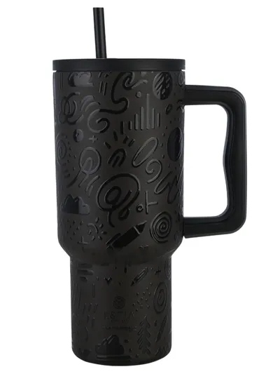 Kubek Termiczny Ze Słomką 900 ml Noir Echo