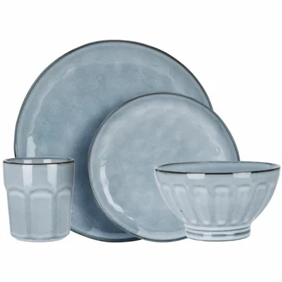 Zestaw Obiadowy 16-ELEMENTOWY Z Kamionki Soft Blue
