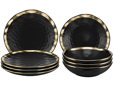 Zestaw Ośmiu Talerzy LISSA BLACK GOLD