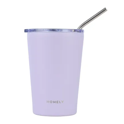 Lawendowy Kubek Termiczny Ze Słomką 400 ml Lavender Fog