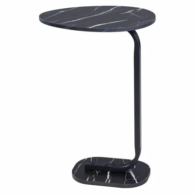 Stolik Boczny Z Blatem W Czarnym Marmurze H59 cm