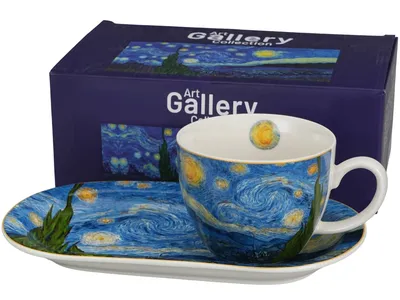 Zestaw Śniadaniowy Filiżanka Ze Spodkiem Van Gogh Starry Night