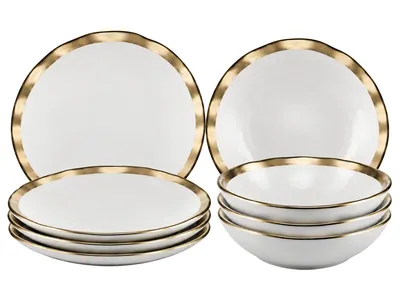 Zestaw Ośmiu Talerzy LISSA WHITE GOLD