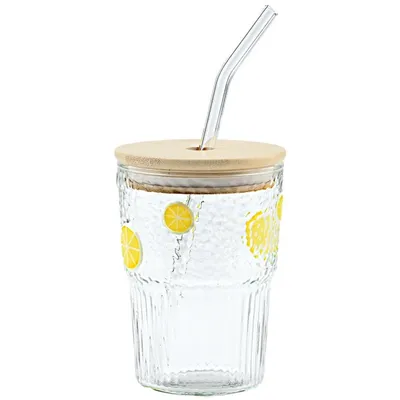 Szklanka Do Wody Ze Słomką W Cytryny 420 ml