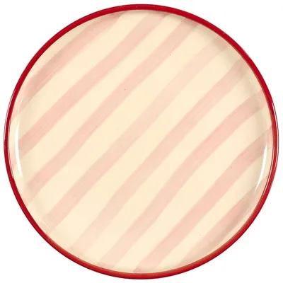 Talerz Deserowy Dolce Vita 20 cm Pasy - Różowe