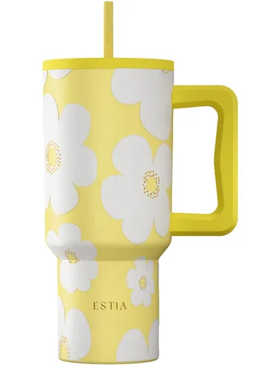 Kubek Termiczny Ze Słomką 900 ml Yellow Daisy