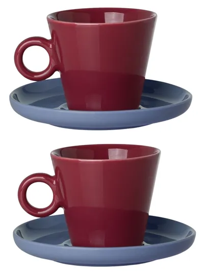 Komplet Filiżanek Do Cappuccino 200 ml 2 szt. Cream - Czerwona