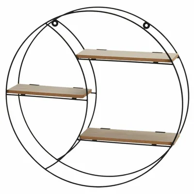 Półka Ścienna Metalowa Z MDF Okrągła 44 cm - Czarna