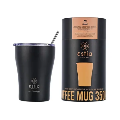 Kubek Termiczny Ze Słomką 350 ml Midnight Black - Czarny