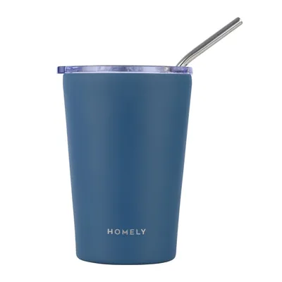 Kubek Termiczny Ze Słomką 400 ml Indigo Blue