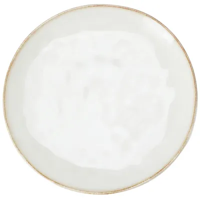 Talerz Obiadowo Deserowy Z Brązową Krawędzią 21 cm - Biały