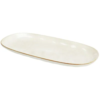 Półmisek Owalny Z Brązową Krawędzią 31 cm - Biały