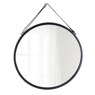 Wiszące Lustro Okrągłe 38 cm Anes - Czarne