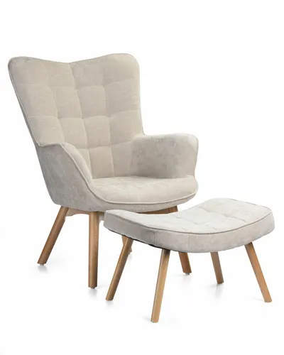 Fotel Z Podnóżkiem Grella Beige