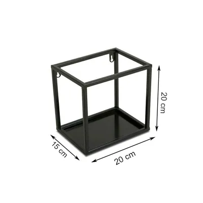 Półka Wisząca Ścienna Metal 20 cm - Czarna