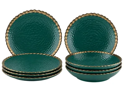Komplet 8 Talerzy Kati Green Gold