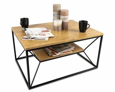 Stolik Z Półką 80x60 cm BasicLoft - Kawowy