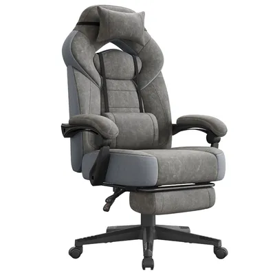 Ergonomiczny Fotel Gamingowy Z Podnóżkiem - Szary