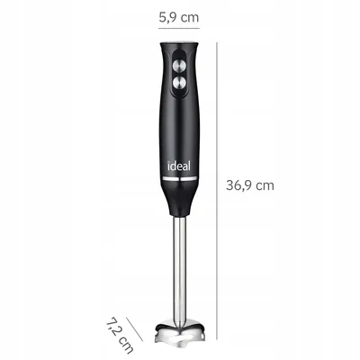Blender Ręczny Stalowe Ostrza 800W Tryb PULSACYJNY IK1001 - Czarny