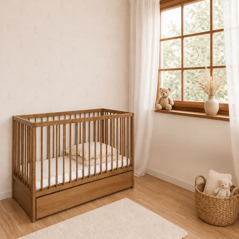 Łóżeczko DODI 120×60 Z Szufladą 2w1 Lity Dąb
