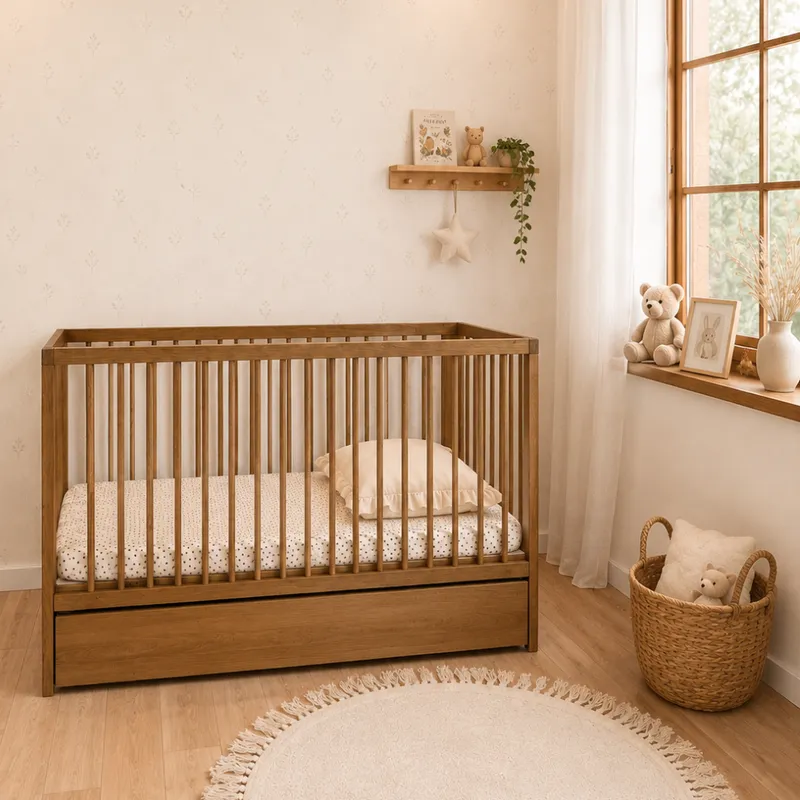 Łóżeczko DODI 120×60 Z Szufladą 2w1 Lity Dąb