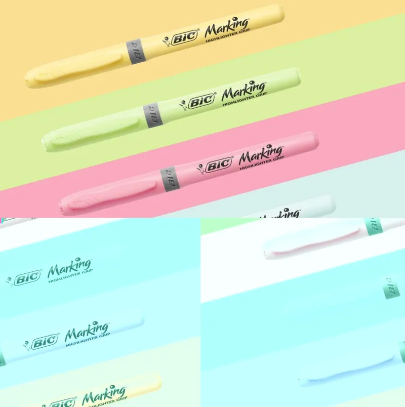 BIC Highlighter Grip Pastel Zakreślacze Mazaki Pastelowe 6 Sztuk
