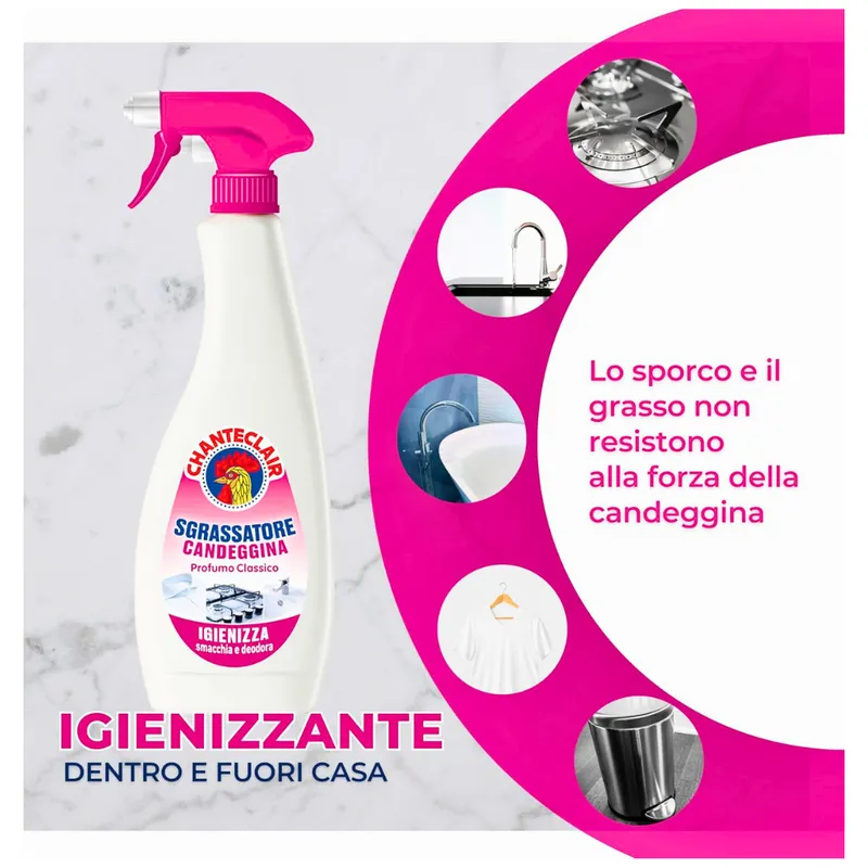 CHANTECLAIR Sgrassatore Con Candeggina Odtłuszczacz Z Wybielaczem Butelka Uzupełniająca 625 ml