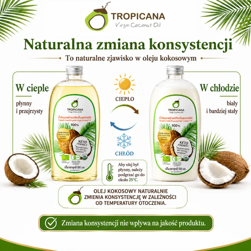 TROPICANA Virgin Coconut Oil Bio Olej Kokosowy Do Włosów, Skóry Wegański 100 ml
