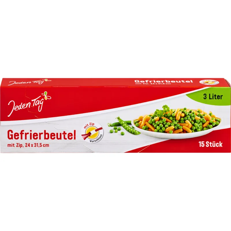 JEDEN TAG Woreczki Do Mrożenia Z Zamkiem 3 L,15 szt