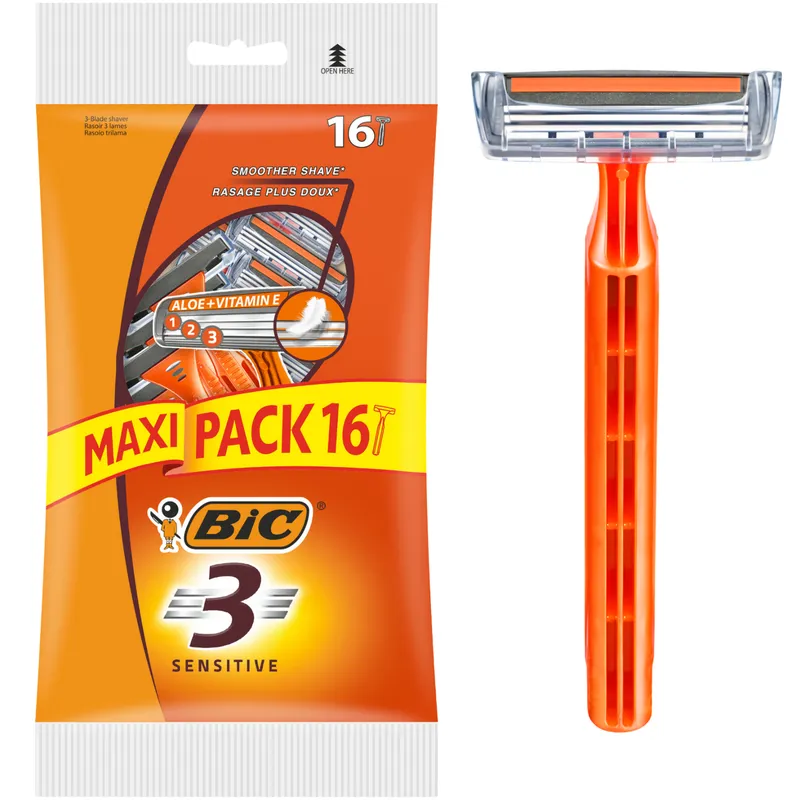 BIC Maszynka Jednorazowa Do Golenia 3 Sensitive 16 Sztuk