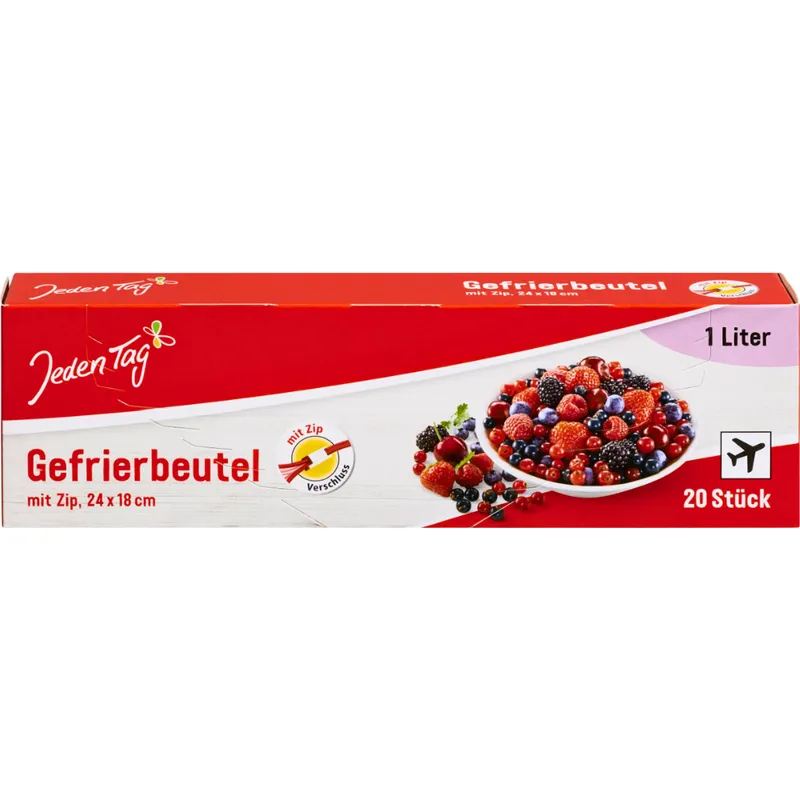 JEDEN TAG Woreczki Do Mrożenia Z Zamkiem 1 L,20 szt