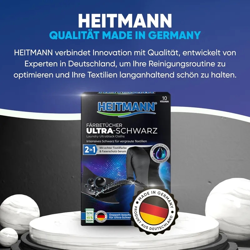 HEITMANN Ultra Schwarz 2IN1 Chusteczki Odnawiające Czerń 12 szt
