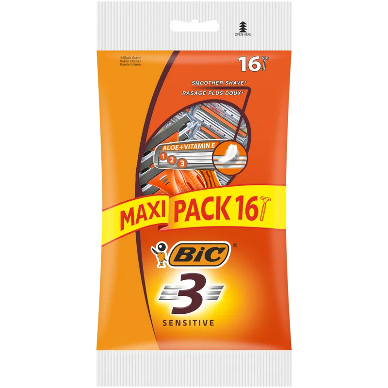 BIC Maszynka Jednorazowa Do Golenia 3 Sensitive 16 Sztuk