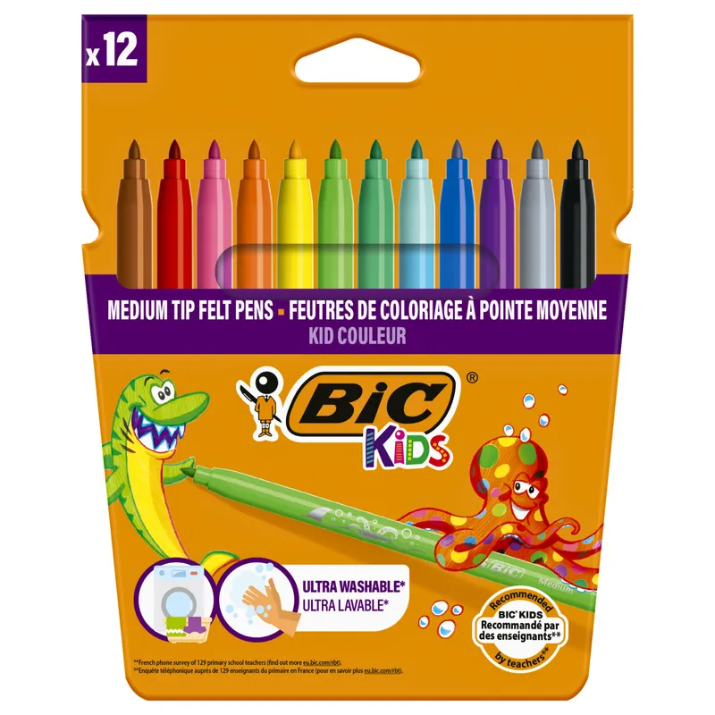 BIC Kids Kid Couleur Flamastry Mazaki Pisaki Pudełko 12 Sztuk