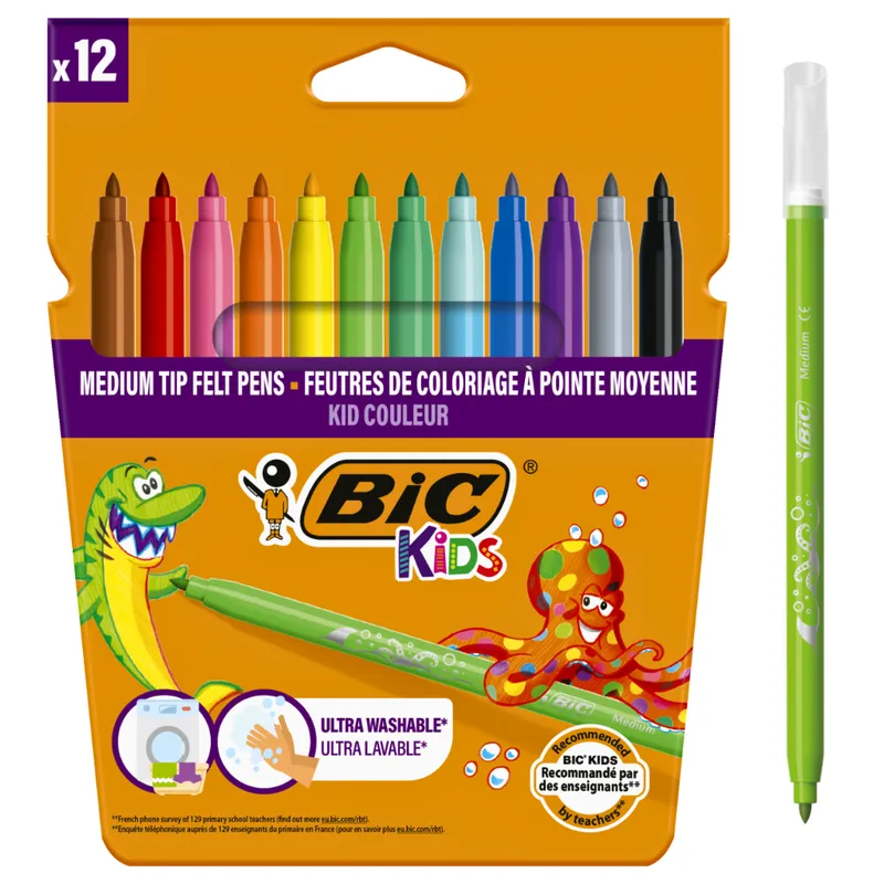 BIC Kids Kid Couleur Flamastry Mazaki Pisaki Pudełko 12 Sztuk