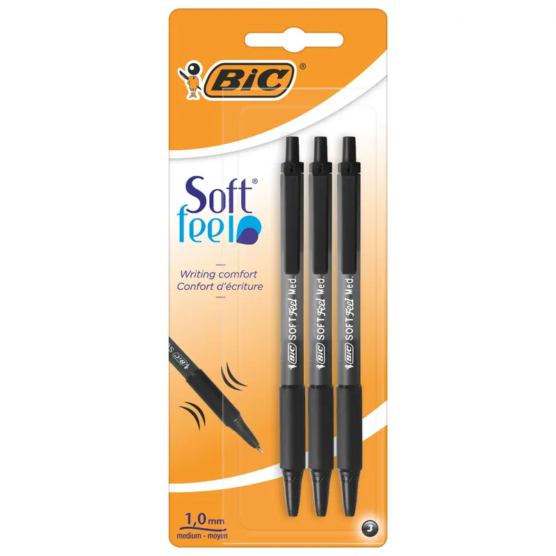 BIC Soft Feel Długopis 3 Sztuki - Czarny