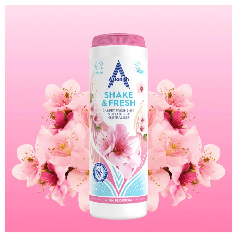 ASTONISH Shake & Fresh Odświeżacz Do Dywanów Pink Blossom 350 g