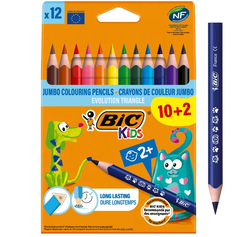 BIC Kids Evolution Triangle ECOlutions Kredki Ołówkowe Pudełko 10+2 Sztuk
