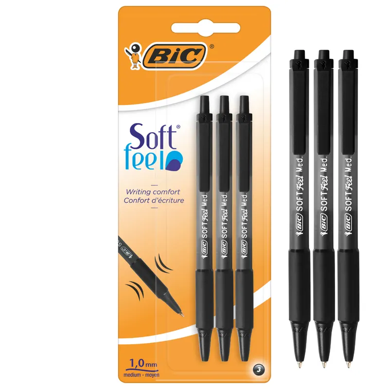 BIC Soft Feel Długopis 3 Sztuki - Czarny