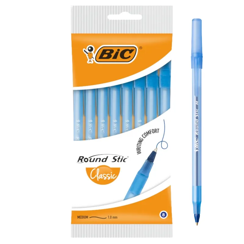 BIC Round Stic Classic Długopis 8 Sztuk - Niebieski