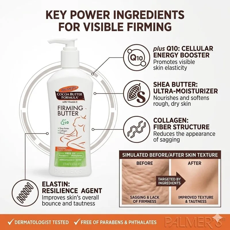PALMER'S Firming Butter Cocoa Formula,Vitamin E, Q10, Shea Butter Balsam Do Ciała Ujędrniający 315 ml